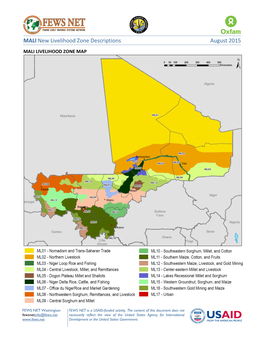 MALI New Livelihood Zone Descriptions August 2015