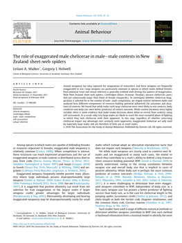 The Role of Exaggerated Male Chelicerae in Male-Male Contests In