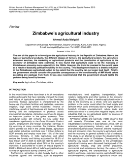 Zimbabwe's Agricultural Industry