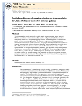 NIH Public Access Author Manuscript Mol Ecol