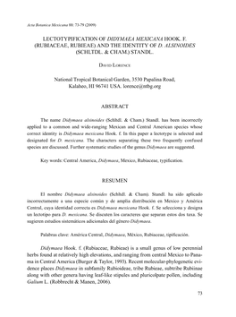 Lectotypification of Didymaea Mexicana Hook. F