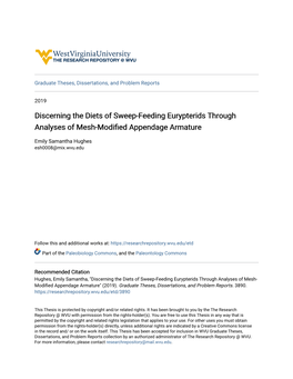 Discerning the Diets of Sweep-Feeding Eurypterids Through Analyses of Mesh-Modified Appendage Armature