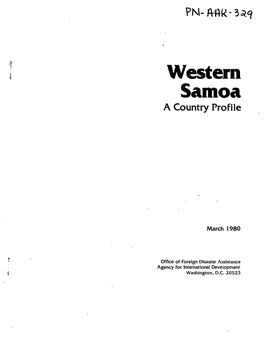 Western Samoa a Country Profile