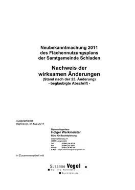 Nachweis Wirksame Änderung Flächennutzungsplan