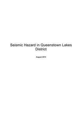 Seismic Hazard in Queenstown Lakes District
