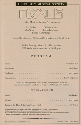 University Musical Society Program