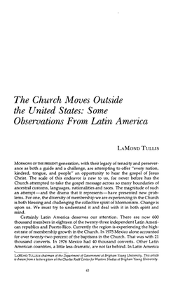 The Church Moves Outside the United States: Some Observations from Latin America