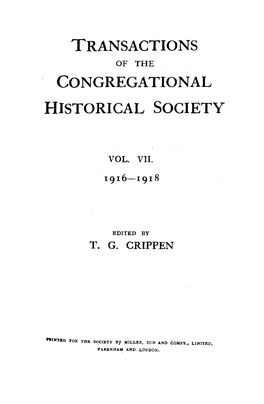 Transactions Congregational Historical