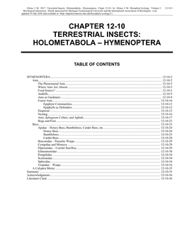 Volume 2, Chapter 12-10: Terrestrial Insects: Holometabola