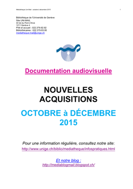 Nouvelles Acquisitions Octobre À Décembre 2015