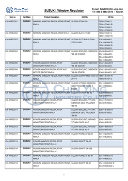 SUZUKI Window Regulator Tel 886-2-2883-3510 / Taiwan