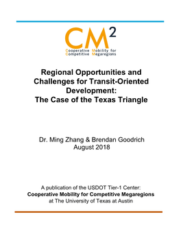 Regional Opportunities and Challenges for Transit-Oriented Development: the Case of the Texas Triangle