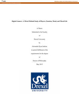 Digital Gamers: a Mixed Method Study of Players, Emotion, Mood, and Moral Life