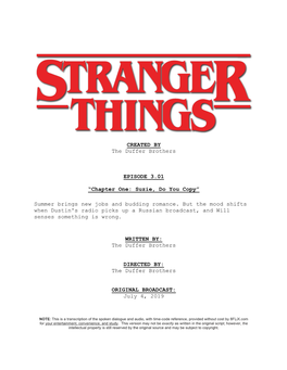 Stranger Things | Dialogue Transcript | S3:E1