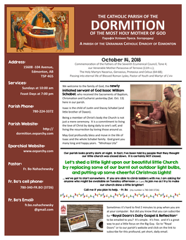 Bulletin 2018 10 14 Dormition Parish