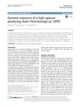 Genome Sequence of a High Agarase-Producing Strain