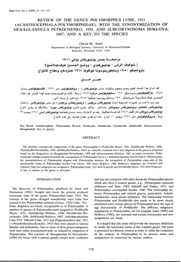 (Acanthocephala:Polymorphidae), with the Synonymization of Hexaglandula Petrochenko, 1950, and Subcorynosoma Hoklova, 1967, and a Key to the Species