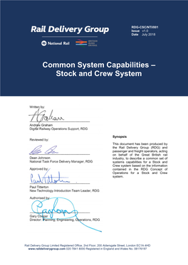 Common System Capabilities – Stock and Crew System