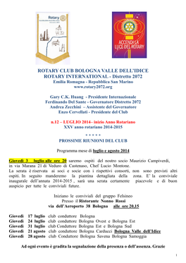 Rotary Club Bologna Valle Dell'idice Rotary