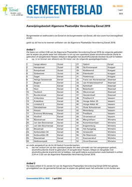 Aanwijzingsbesluit Algemene Plaatselijke Verordening Eersel 2019