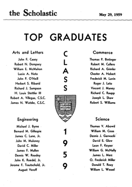 TOP GRADUATES Arts and Letters C ·Commerce John F