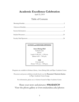 Academic Excellence Celebration April 25, 2019