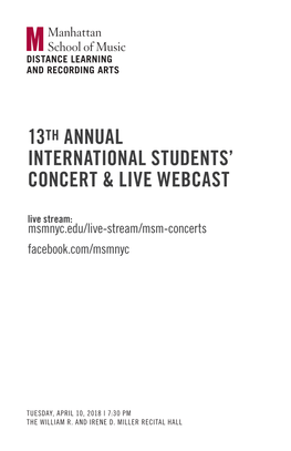 13Th Annual International Students' Concert & Live