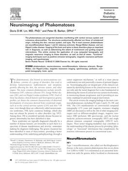 Neuroimaging of Phakomatoses Doris D.M