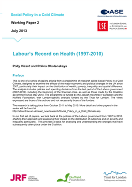 Labour's Record on Health (1997-2010)