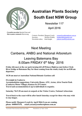 Australian Plants Society South East NSW Group