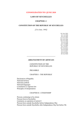 Constitution of the Republic of Seychelles 1993