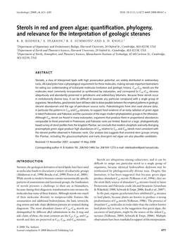 Sterols in Red and Green Algae