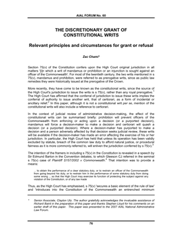 The Discretionary Grant of Constitutional Writs