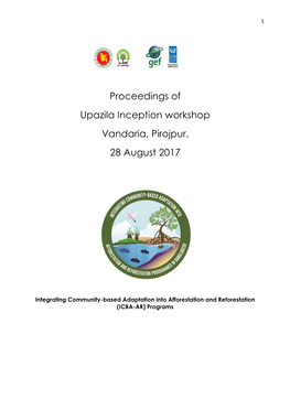 Proceedings of Upazila Inception Workshop Vandaria, Pirojpur. 28 August 2017