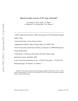 Spectroscopic Survey of M--Type Asteroids