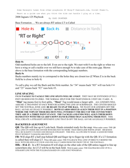 2008 Jaguars 125 Playbook Base Formation…. We Are Always RT