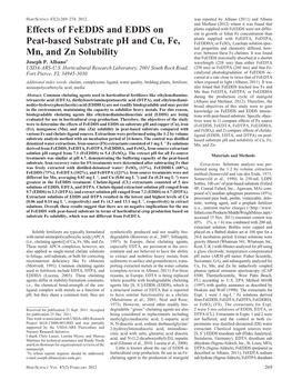 Effects of Feedds and EDDS on Peat-Based Substrate Ph and Cu