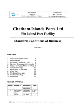 Pitt Island Standard Conditions of Business