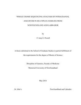 Whole Exome Sequencing Analysis of Intracranial