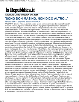 'SONO DON MASINO. NON DICO ALTRO...' - Repubblica.It »