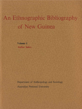 N Ethnographic Bibliography of New Guinea