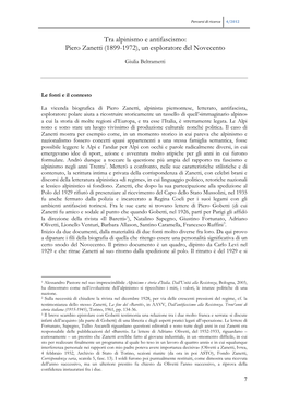 Tra Alpinismo E Antifascismo: Piero Zanetti (1899-1972), Un Esploratore Del Novecento