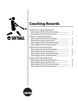 Softball Coaching Records Through 2015
