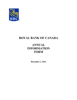 Royal Bank of Canada Annual Information