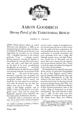 AARON GOODRICH Stormy Petrel of the TERRITORIAL BENCH