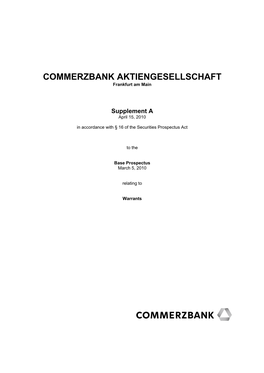 COMMERZBANK AKTIENGESELLSCHAFT Frankfurt Am Main