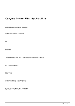 Complete Poetical Works by Bret Harte&lt;/H1&gt;