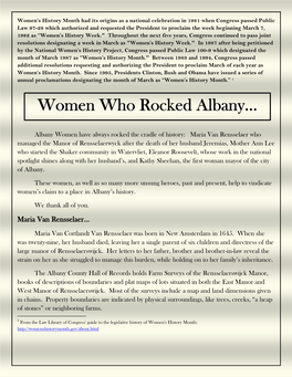 Women Who Rocked Albany…