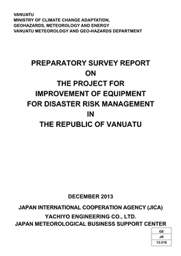 Vanuatu Ministry of Climate Change Adaptation, Geohazards, Meteorology and Energy Vanuatu Meteorology and Geo-Hazards Department