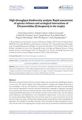 ﻿High-Throughput Biodiversity Analysis: Rapid Assessment of Species